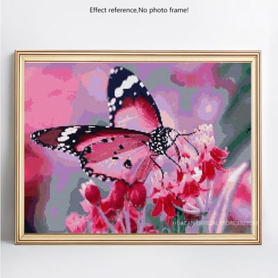 5D DIY diamant schilderij volledige ronde vlinder diamant mozaïek dier diamant borduurwerk 20X30CM pink