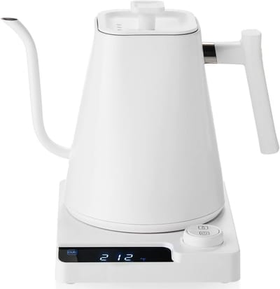 House of Husk Gooseneck Waterkoker - Slow Coffee Kettle - Heet Water Ketel - Temperatuurregeling - Warmhoud Functie - 900ml - Wit