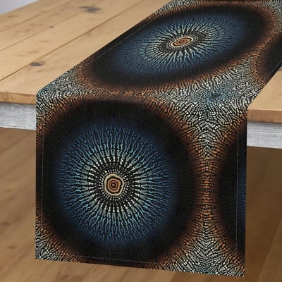 ABAKUHAUS Mandala Tafelrunner – Boheemse ronde stipontwerp – 40x180 cm, veelkleurig