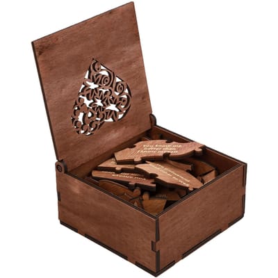 28 Raisons Pourquoi Je T'aime Puzzle Cœur Cadeau Romantique en Bois pour la Saint-Valentin avec Boîte Pour Femme Mari Petit Ami brown