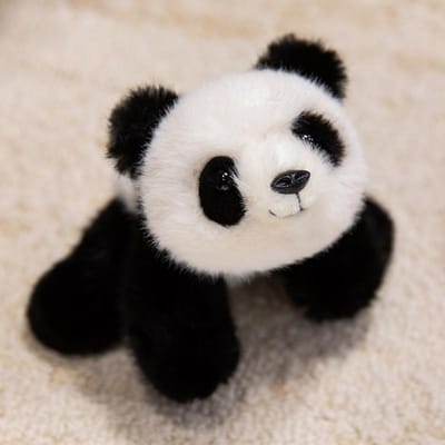 Cartoon Panda Pop Pluche Speelgoed Gevuld Pluizig Dierentuin Dier Zwart Bruin Liggend Zittend Pluche Knuffel Kalmerend Cadeau 18cm doll white