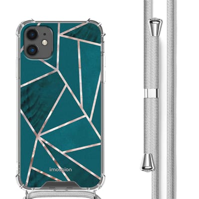 imoshion Hoesje - Geschikt voor Apple iPhone 11 - Design Hoesje met Koord - Petrol Green Graphic