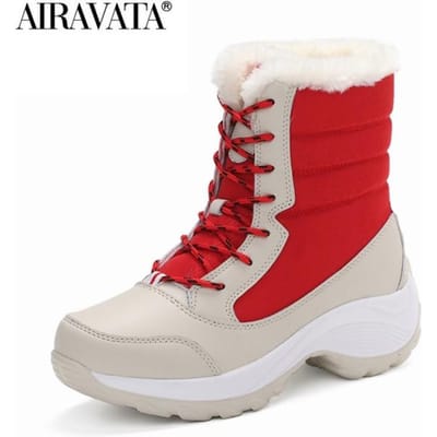Bottes de neige pour femmes, chaussures d'hiver chaudes, imperméables, antidérapantes, en peluche, décontractées, pointures 35 à 42 35 red