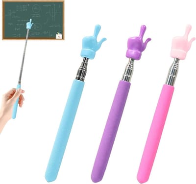 Telescopische Aanwijzer - Uitschuifbare Wijsstok - Klaslokaal Presentaties - Vingervormige Tip - 17-55 cm - 3 Kleuren