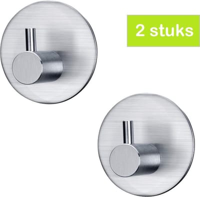 Handdoekhaakjes Zelfklevend - Zilver - Haakjes Handdoekhouder Badkamer Keuken Toilet| 2 stuks
