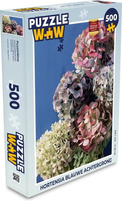 Puzzel Hortensia blauwe achtergrond - Legpuzzel - Puzzel 500 stukjes