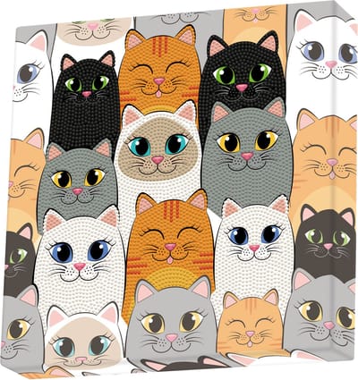 Diamond Painting - Hobby Pakket - Diamond painting kinderen - Dotz Box - Katten 28x28cm - Ronde steentjes - Volledig pakket - Diamond Dotz