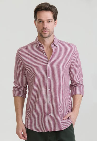Felix Hardy Overhemd - Overhemden - Katoen Linnen Heren Bordeaux - 2Xl