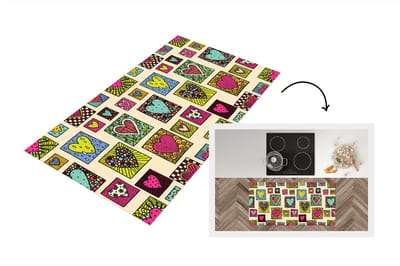 Keukenloper - Loper keuken - Bohemian - Hartjes - Doodle - Patronen - 120x60 cm - Keukenloper vinyl