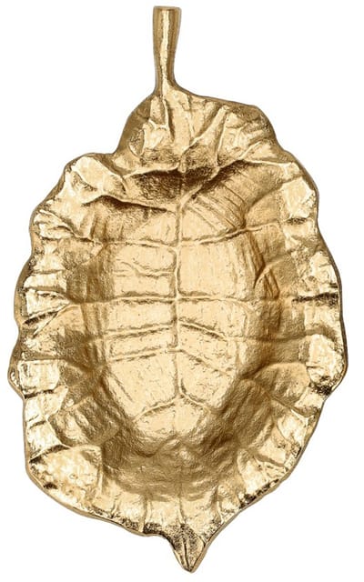 Decoratieve Schaal Goud 24 cm – Metalen Fruitschaal & Kaarsenplateau – Bladvormig Dienblad – Gouden Sieradenschaal & Kaarsenhouder – Woondecoratie