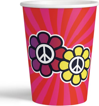 Boland - Set 8 papieren bekertjes Hippie - Geen thema - Verjaardag - Flower Power - Tableware