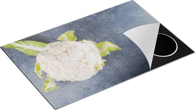 Chefcare Inductie Beschermer Bloemkool op Grijze Marmer - 80x50 cm - Afdekplaat Inductie - Kookplaat Beschermer - Inductie Mat