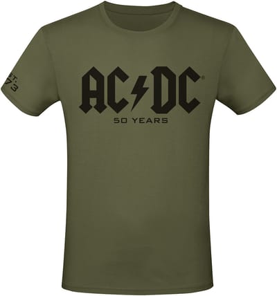 AC/DC 50 Years Logo Heren T-shirt - olijf - S