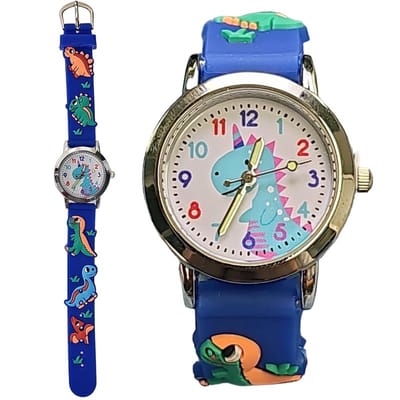 Fako® - Kinderhorloge - 3D - Dinosaurus - Blauw