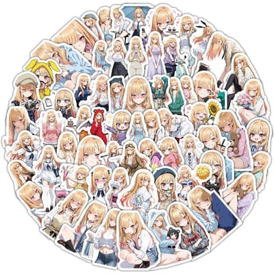 100 pièces Mignon Kitagawa Marin Anime Autocollants pour Scrapbooking Décoratif Papeterie Carnet de Notes Bagages Tasse à Eau beige
