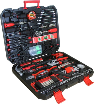 Black Hand Tool Box - Gereedschapsset - 238-delig - Huishouden & Werkplaats - Zwart/Rood - Met Slot