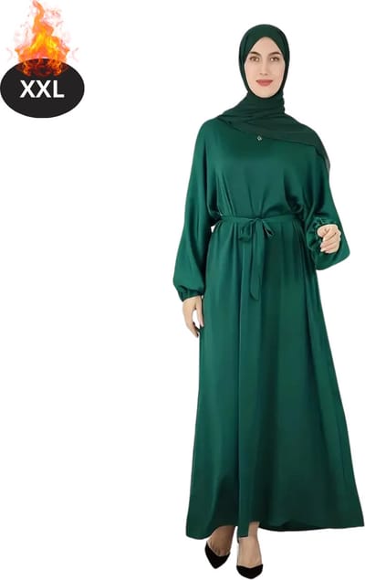 Bovista Islamitische Kleding - Djellaba Dames - Moslim Kleding - Arabisch Dames Kaftan - Alhamdulillah - Donkergroen XXL