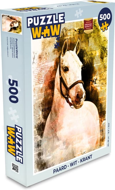 Puzzel Paard - Wit - Krant - Meisjes - Kinderen - Meiden - Legpuzzel - Puzzel 500 stukjes