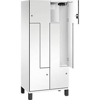 C+P Z locker Cambio, 2 vakken, op poten, B 800 x D 525 x H 1980 mm, verkeerswit/wit