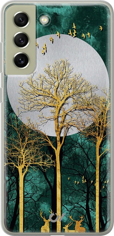 Hoesje geschikt voor Samsung Galaxy S21 FE hoesje - Noorderlicht - - Goud - - Casevibes