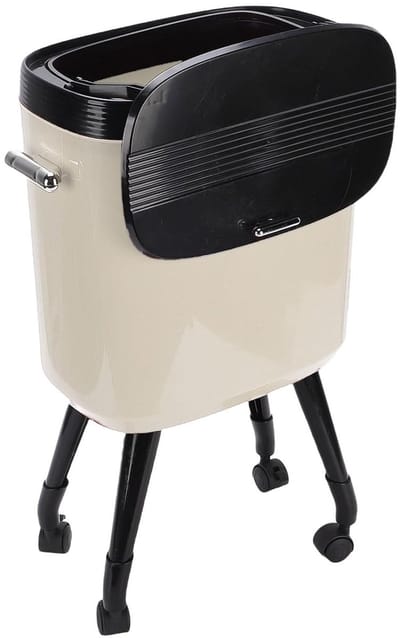Vuilnisbak met Hoge Poten en Wielen, 15 Liter, Smal Ontwerp met Deksel voor Keuken en Kantoor, Handige en Stijlvolle Oplossing voor Afvalbeheer