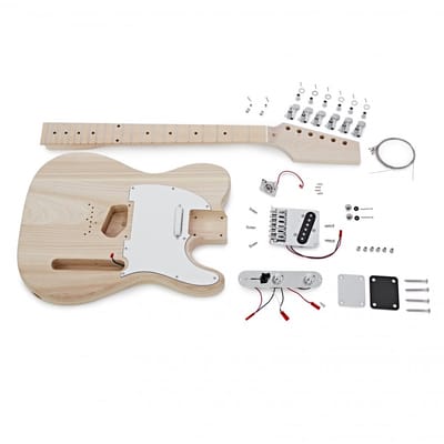 Guitarworks Solo-Cutaway Doe-het-zelf Elektrisch Gitaarpakket, Essenhout