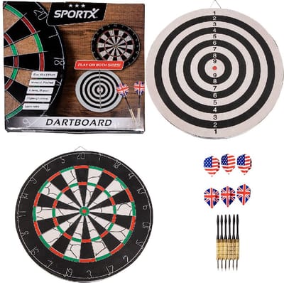 SportX Dartboard Flocked with 6 Darts