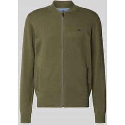 Fynch-Hatton Vest Cardigan College Superfine 3-Ply Cotton Donker Khaki / male