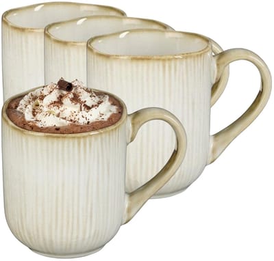 Mica Decorations Koffiemok / theemok Nusa - 12x - creme kleur - 220 ml - mokken - keramiek