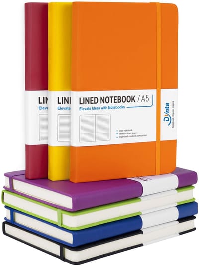 Set van 7 Hardcover Notitieboeken A5 Gestreepte Lijn, 200 Pagina's per Boek