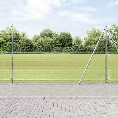 Omheining met palen - Gaas hek - Tuin afzetten - Weerbestendig staal - 15 x 25 m - Zilver