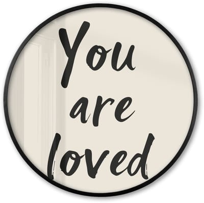 Poster in lijst Rond - Fotolijst 60x60 cm - Posters - Minimalistisch - Beige - Love - Ronde posterlijst zwart - Decoratie - Wanddecoratie woonkamer - Muurdecoratie slaapkamer