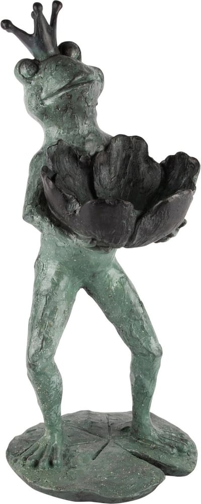 Dekoratief | Kikker staand m/vogelbad, brons, resina, 17x19x36cm | A240886