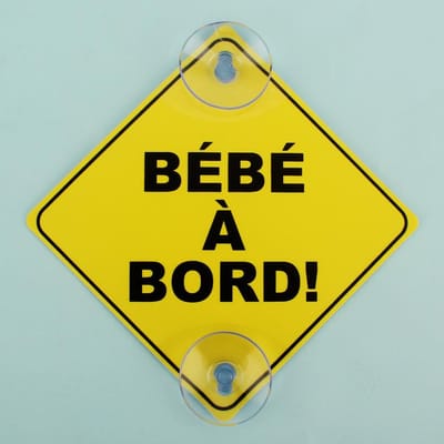 12 stuks Franse Baby Aan Boord Borden Met Zuignap Voor Auto Verwijderbare Veiligheidsstickers Voor Auto Raam yellow