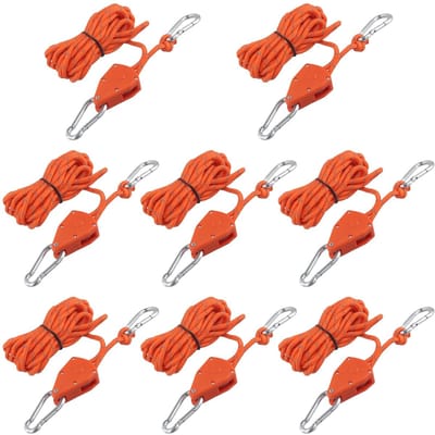 Dailygoods- Scheerlijnen 8 stuks - Verstelbaar 4 m - Kabelspanners - Nylon + Aluminium - Outdooractiviteiten - Opbergtas inbegrepen - Tenttouw