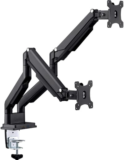 InLine® bureausteun met lifter & USB/audio, 2 monitoren tot 81cm (32), zwart