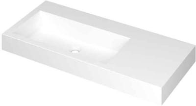 INK Momento Wastafel Polystone Wasbak Links Zonder Kraangat - 1000x450x90 mm - Mat Wit