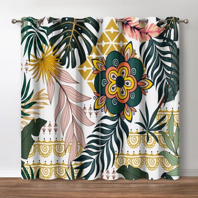 Verduisterend Gordijn Mid-Century Boho Thermisch Geïsoleerde Privacy Gordijnen Slaapkamer Keuken Woonkamer Hoge Verduisteringsgordijnen W55 X H120cm X 2&HOOK