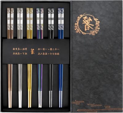Herbruikbare RVS Eetstokjes Set van 6 Paren met Antislip en Vaatwasserbestendig Ontwerp voor Sushi en Aziatische Gerechten