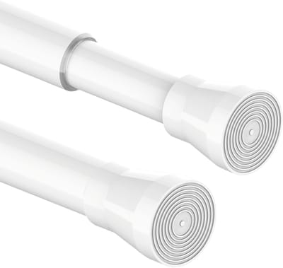 Famanu - Witte douchegordijnstang 72-145 cm, verstelbaar roestvrij staal, zonder boren