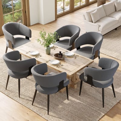 MIVRAY Eetkamerstoel 59 x 46,5 x 81,5 cm - Ergonomische Gebogen Rugleuning - Voor Eetkamer En Kaptafel - Stof Metaal - Grijs