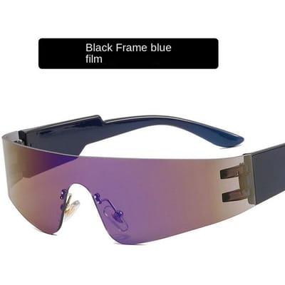 Dernières Tendances Y2K Lunettes de Soleil Femmes Hommes Mode Punk Sans Monture Lunettes de Soleil Designer Lentilles Monobloc Lunettes de Sport UV400 gray