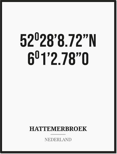 Poster/kaart HATTEMERBROEK met coördinaten
