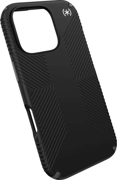 Speck hoesje geschikt voor Apple iPhone 16 Pro - Ultieme Bescherming en Grip - Luxe Soft-touch Afwerking - Valbescherming gecertificeerd tot 4 meter - Microban Antibacterieel - Presidio2 Grip lijn - Zwart