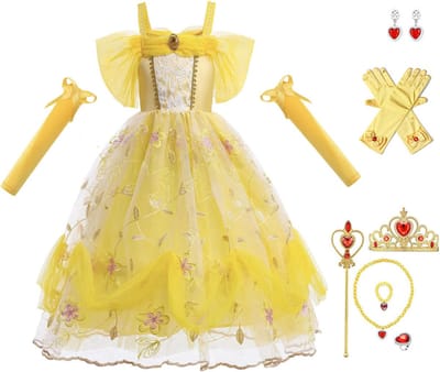 Prinsessenjurk meisje - Luxe verkleedjurk - Prinses - Het Betere Merk - Kroon - Toverstaf - Handschoenen - maat 92/98 - verkleedkleren - kleed