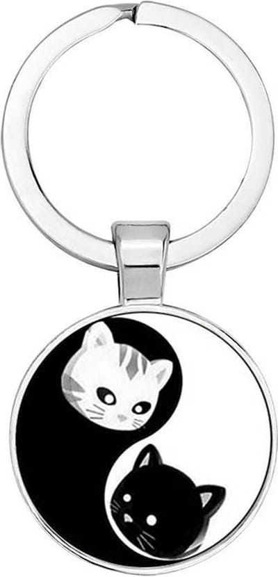 Akyol - Yin en yang katten Sleutelhanger - yin yang - katten liefhebbers - dieren liefhebber - houden van - verjaardagscadeau - gift - geschenk - kado - 2,5 x 2,5 CM