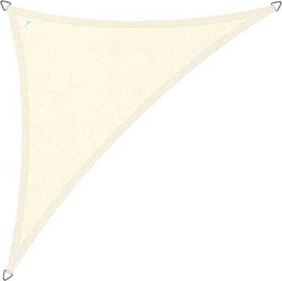 Buitenkado schaduwdoek driehoek 3x4x4m - HDPE/RVS - creme wit
