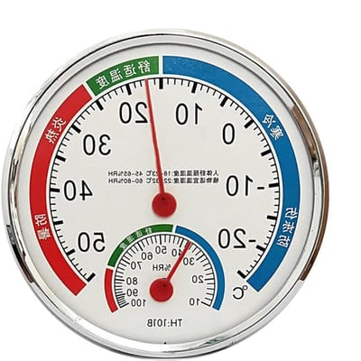 Binnenklimaatmeter Analoog - Temperatuur Luchtvochtigheid - Klimaat Bewaken - Onderhoudsvrij Mechanisch - 13 cm Diameter - Meerkleurig