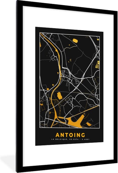 Fotolijst incl. Poster - Antoing - Goud - Kaart - Plattegrond - Stadskaart - 60x90 cm - Posterlijst