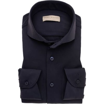 John Miller Overhemd Uni Slim Stretch Donker Blauw / male